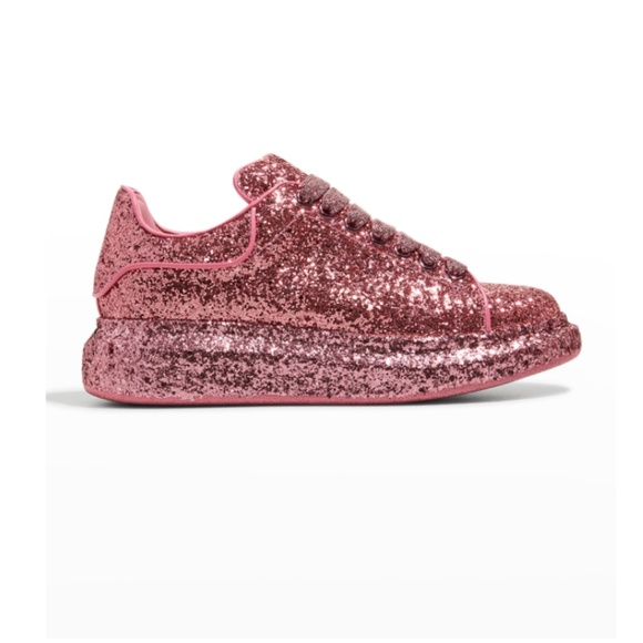 NIB $850 Alexander McQueen Glitter Oversized Sneakers in Printers Pink - 38 / 8 main image 4